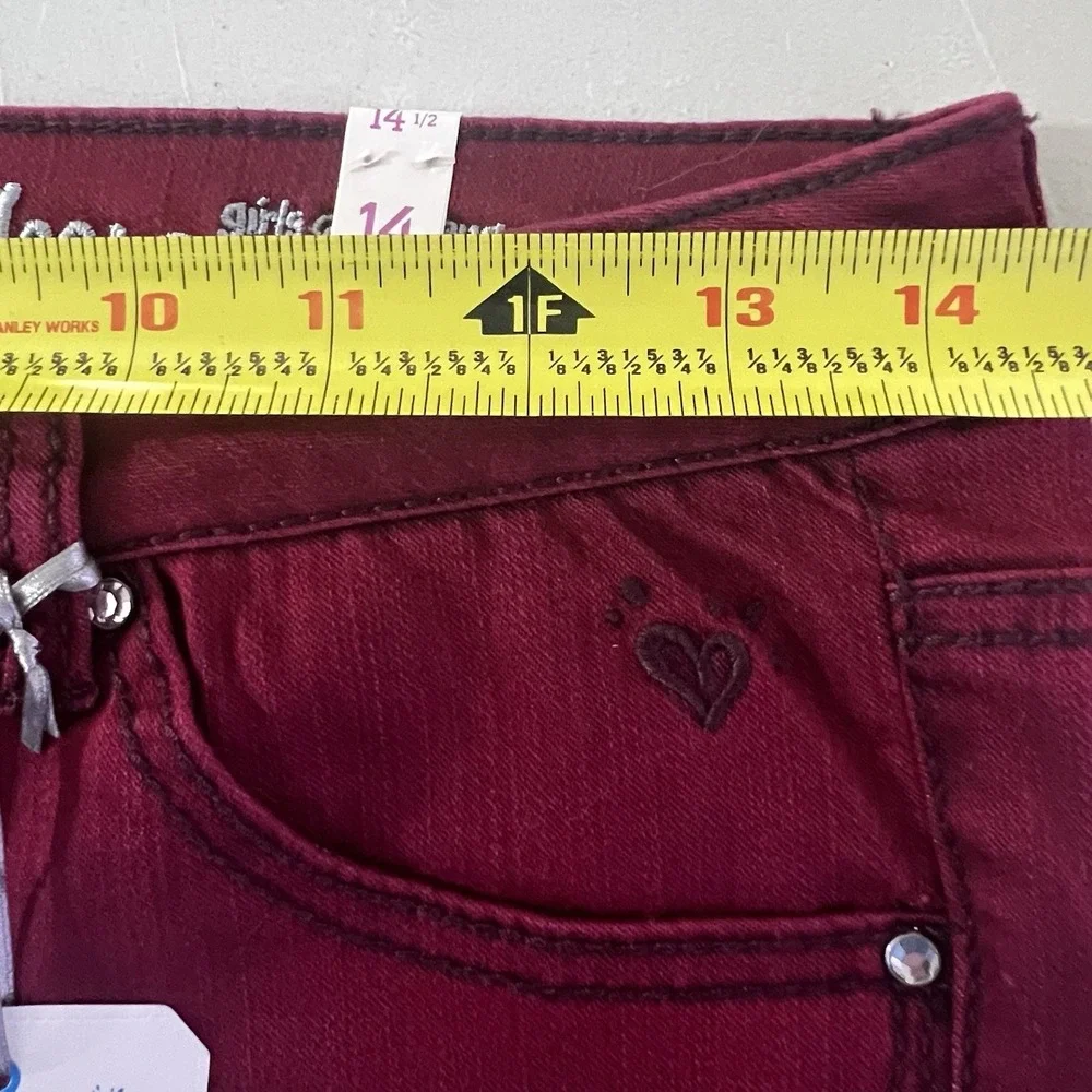 Justice Girls Premium Deep Red Skinny Jeans Size 14 Plus Stretch Low Rise‎ NWT